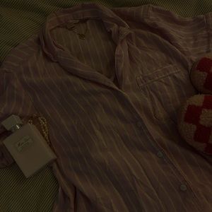 XS victoria's secret pink/purple button down night shirt